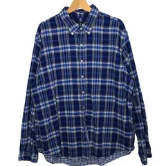 RALPH LAUREN ラルフローレン チェックシャツ 長袖シャツ ボタンダウン ワンポイント刺繡 ポニー刺繡 オーバーサイズ ビッグシルエット Philippines製 XXLサイズ ブルー