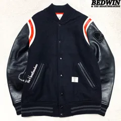 BEDWIN & THE HEARTBREAKERS スタジャン バーシティジャケット 袖レザー 切り替え 牛革 ロゴワッペン サイズ2 ブラック 黒 ベドウィンアンドザハートブレイカーズのサムネイル
