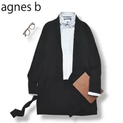 【上質】 アニエスベー agnes b カシミヤ x シルク x ウール ニット セーター カーディガン ハイゲージ ミドル丈 2 ブラック フレンチ カジュアル デザイナー モード レディース♪