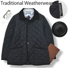 【美品】 トラディショナルウェザーウェア Traditional Weatherwear キルティング ジャケット 中綿 コーデュロイ 切替 細畝 38 ネイビー ブリティッシュ カジュアル メンズ