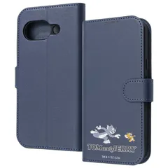 GooglePixel9a ケース 手帳型 トムとジェリー ネイビー キャラクター グッズ 衝撃吸収 傷に強い 頑丈 丈夫 強い シンプル カード 収納 ポケット ストラップホール 付 スタンド 機能 【ゆうパケットにて発送】【7日以内発送】