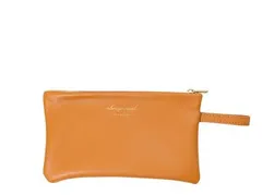 ミニポーチ 小銭入れ シンプル レザーポーチ 薄型 フェイクレザー サニタリーポーチ オレンジ　540810F