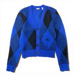 15a16 BURBERRY バーバリー Argyle Check EKD カーディガン サイズS ブルー アーガイルチェックt18rのサムネイル