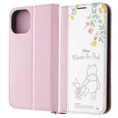 iPhone15 ケース 手帳型 ディズニー プーさん ノート風 デザイン ピグレット キャラクター グッズ シンプル カード 収納 ポケット ストラップホール 付 スタンド 機能 アイフォン アイホン IJ-DP41LBC14WP-PO27