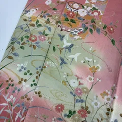 付下げ 友禅 金彩 裄67 上品な染め 紋無し 正絹 着物 MK-3121