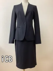 アイシービー (iCB) 紺黒生地にストライプ柄スーツ 美品 サイズ上下とも11