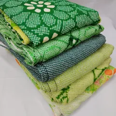 SBR0298　グリーン系絞り 振袖＆着物 お得な6点セット まとめ売り リメイク　昭和レトロ