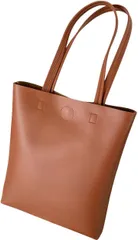 goodspoon トート バッグ ハンドバッグ 縦型 レディース 柔らかい 鞄 おしゃれ シンプル 軽量 A4対応 通勤 通学 カジュアル トートバック 無地 男女兼用 サブ 肩掛け PUレザー (ブラウン)