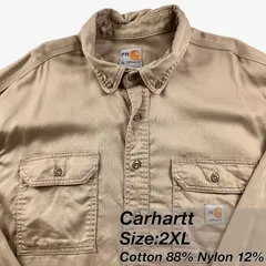 Carhartt （カーハート）ワークシャツ 2XL レギュラーカラー／無地カーキ ／FRS003 メンズ