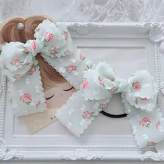 ハンドメイド キッズ ヘアゴム ライトグリーン