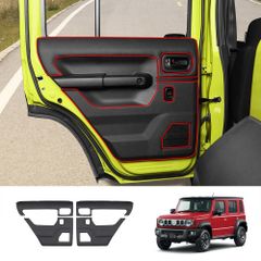 【送料無料】スズキ ジムニー / Suzuki Jimny JC74 2025年式対応 リアドア キックガード 4枚セット レザー調 ブラック 車種専用 キズ防止 耐摩耗 内装保護 3M両面テープ貼付 貼るだけ簡単 無加工 交換用 汚れ対策 SY期間限定