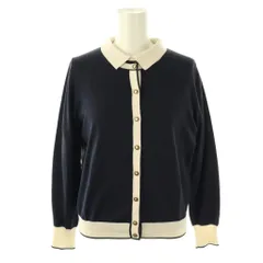 アナイ ANAYI コットンシルク配色アンサンブル カーディガン 長袖カットソー 38 ネイビー オフホワイト /DO ■OS