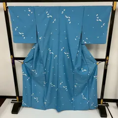 小紋 単衣 洗える着物 裄67 可愛い花柄 化繊 着物 MK-3093