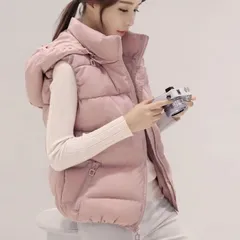 2026 秋冬新作 レディースダウン綿ベスト 【フード取り外し可】韓国風ショート丈 着痩せ効果抜群 ダウン綿ショートベスト 着痩せ sdmin#