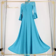 社交ダンス 衣装 スタンダード ドレス ワンピース レッスンウェア パーティドレス 水色 ライトブルー系 ホルターネック ICHIOKU イチオク ラインストーン フォーマル ストレッチ おしゃれ 演出用 結婚式 余興 ダンスパートナー パーティー用 演技用