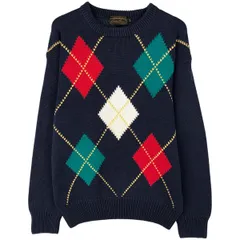 古着 80~90年代 エディーバウアー Eddie Bauer 黒タグ アーガイル柄 コットンニットセーター メンズM相当 ヴィンテージ/eaa607520