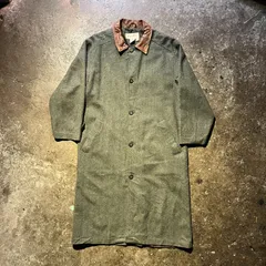 Eddie Bauer 90s USA製 襟レザーヘリンボーンコート エディーバウアー 1990s 白タグのサムネイル