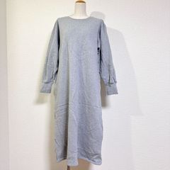 SHIPS any 23AW USAコットン 裏起毛 パフスリーブワンピース スウェットワンピース グレー FREE