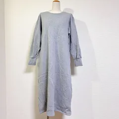 SHIPS any 23AW USAコットン 裏起毛 パフスリーブワンピース スウェットワンピース グレー FREE