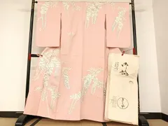 平和屋着物●銀座きしや　訪問着　駒刺繍　白銀藤ノ絵　銀彩　たとう紙付き　正絹　逸品　AAAQ0487np