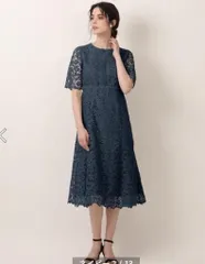 【新品未使用タグ付き】マーリエ ル カセット トルコレースワンピース ネイビー