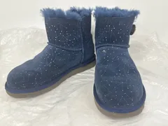 C684 D UGG アグ オーストラリア ミニベイリー ボタンブリング ラインストーン ムートンブーツ 22cm ブルー 星座