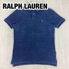 美品 ポロ ラルフローレン 王道 ポロシャツ 半袖 US L インディゴ 
