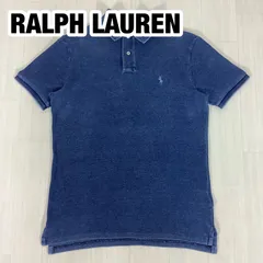 POLO RALPH LAUREN ポロラルフローレン ワンポイント インディゴ 半袖ポロシャツ S ブルー 刺繍ポニー 着丈68cm 肩幅43cm 身幅(脇下)49cm 袖丈20cm【古着】