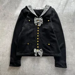 ピンクハウス 黒×チェック セーラー襟リボン付きカーディガンジャケット Lサイズ