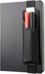 Global Networks ムイビエンスタイリッシュで便利な手帳用ペンホルダー 調整可能なゴムバンドと上質な合皮ケースでしっかり収納 (Black)