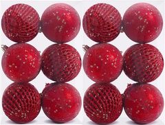 ムイビエン クリスマス装飾 8CM/12個セット キラキラのクリスマスボールセット ツリーペンダント (レッド,  8cm)