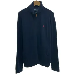 POLO by RALPH LAUREN　ジップアップセーター　プルオーバー　ハーフジップ　無地　ハイゲージ　ワンポイント　スモールポニー　刺しゅう　古着