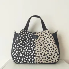 ハンドメイド　トートバッグ　チューリップバッグ　バルーンバッグ　ダルメシアン柄　ハーフ&ハーフ　お散歩バッグ