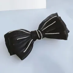 バレッタ ヘアアクセサリー 髪留め 髪飾り  大きめリボン ガーリー 上品 清楚 大人可愛い フォーマル キラキラ ラインストーン アイボリー まとめ髪 ヘアアレンジ 入学式 卒業式 入園式  ギフト バレンタイン 送料無料 即購入OK 最短当日〜翌日発送