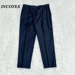 【美品】 INCOTEX ウール100％ パンツ 42 ネイビー ストライプ