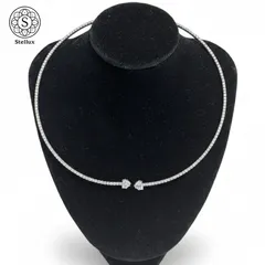 【女性人気No.1】モアサナイト チョーカー ネックレス テニスチェーン S925 シルバー925 プラチナコーティング VVS Dカラー GRA鑑定書 高級感 上品 クリスマス プレゼント ギフト Stellux　結婚式・成人式デート