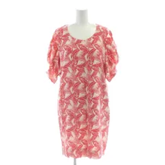 シーバイクロエ SEE BY CHLOE ワンピース 絹 シルク 40 赤 レッド リーフ柄 ラウンドネック 半袖 /AB ■OS