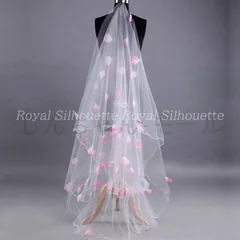 ベール ウェディングベール ホワイト 白 花 フラワー ピンク 結婚式 二次会 パーティー ウェディング 花嫁 プリンセス 森ガール 刺繍 可愛