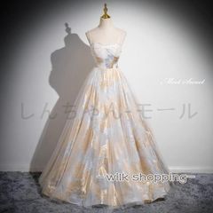 ベージュカラードレス ロングドレス　11号　パニエ付 ベージュカラードレス ロングドレス 11号 パニエ付 - メルカリ