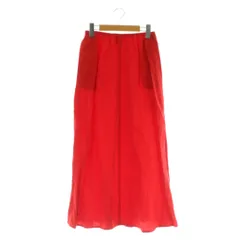 ユナイテッドアローズ UNITED ARROWS リネン フレア マキシスカート ロング 36 レッド /MY ■OS