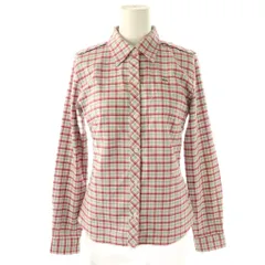 ラコステ LACOSTE シャツ ブラウス 長袖 チェック柄 前開き コットン 38 白 赤 水色 /NR ■OS