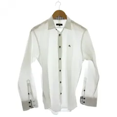 バーバリーブラックレーベル BURBERRY BLACK LABEL ワイシャツ 2 白 長袖 襟裏チェック柄 前立てドット柄 /JP