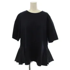 23区 オンワード樫山 カットソー 46 ネイビー ラウンドネック 半袖 裾フリル /JP