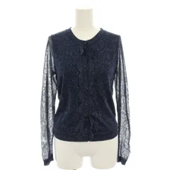 トゥービーバイアニエスベー To b. by agnes b. カーディガン クルーネック 長袖 ラメ 薄手 シアー フリル Tu 紺 ネイビー 2340WB53 /YT ■MA