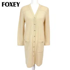 【美品】 FOXEY ロングカーディガン カシミヤ 長袖ニット 42 イエロー