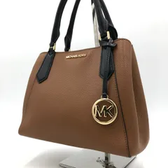 マイケルコース ハンドバッグ ブラウン ブラック バイカラー レザー MKロゴ チャーム