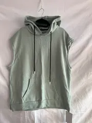 レディース パーカー ノースリーブ フード付き プルオーバー スウェット トレーナー 無地 ゆったり 重ね着 レイヤード カジュアル 通学 スポーツ 春秋