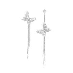 ピアス レディース 蝶々 シルバー ロング 揺れる 韓国風 上品 新品