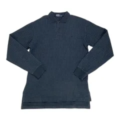 Polo By Ralph Lauren ポロバイラルフローレン 千鳥格子柄 長袖 ポロシャツ メンズ Sサイズ ネイビー ヴィンテージ 送料込み