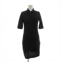 ラコステ LACOSTE スリムフィットポロシャツドレス ワンピース 五分袖 鹿の子 ロゴ ひざ丈 黒 ブラック /AE